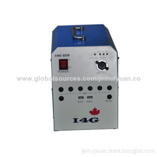 18V/60W Solar Power System with 12V/72Ah Lead-acid Battery, 7-piece LED Lamp and One Pan